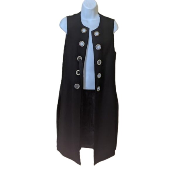 Unique Special Chic Statement Long Black Vest Size Small NEW NWT - Picture 1 of 4